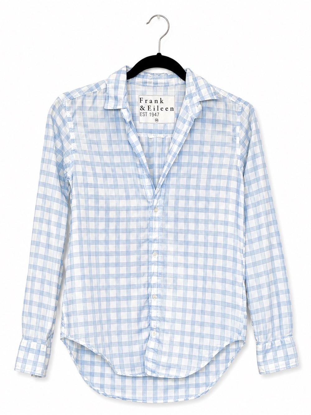 Frank & Eileen Frank Blue White Gingham Cotton Button Up Preppy Casual Shirt XXS